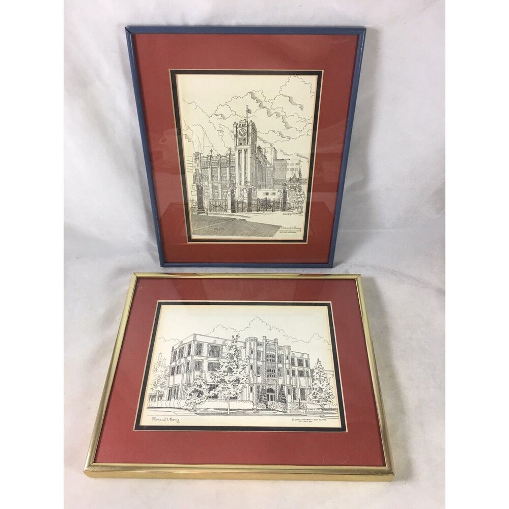 St Louis Landmarks Brewery University High School Signed Prints Richard E. Long